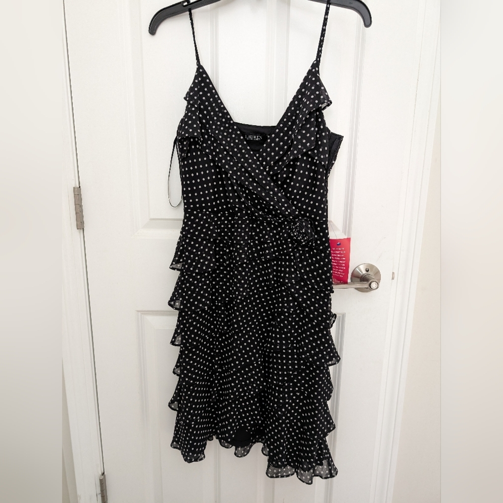 Lauren Ralph Lauren, Black/White polka dot dress, new with tags